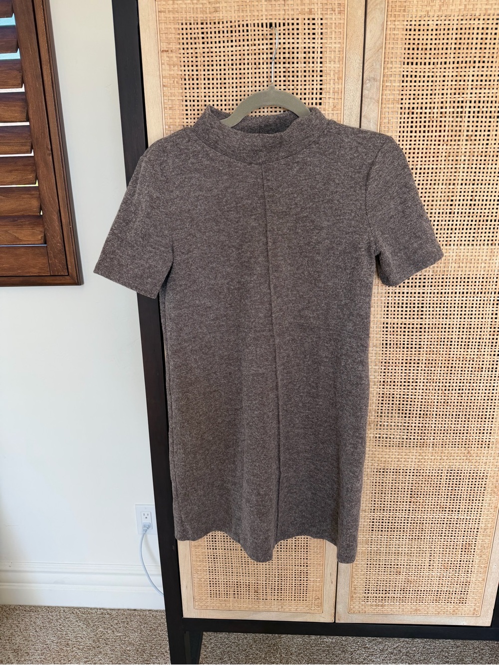 Zara Short-Sleeve Mock Neck Mini Dress - Gray